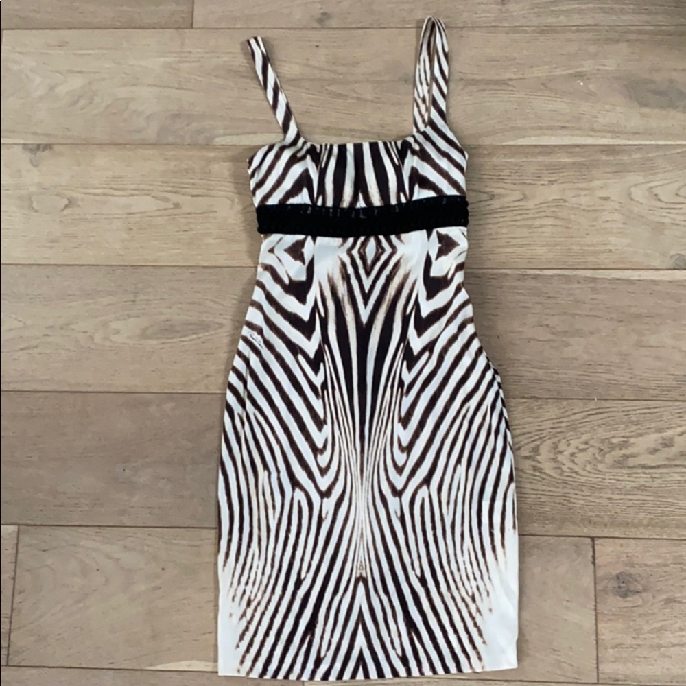 Roberto Cavalli silk Zebra Midi Dress 38